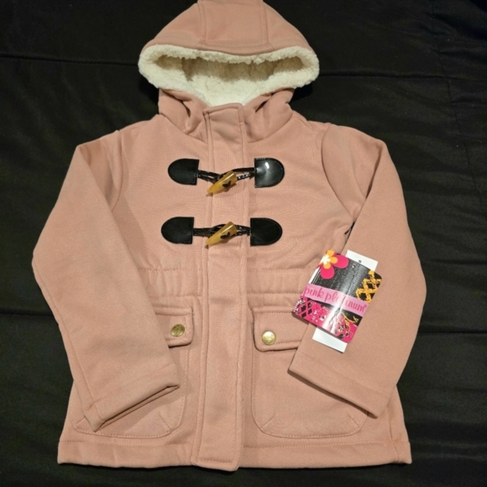 Pink Platinum Girls Peacoat Hooded‎ Toggle Fleece Jacket Blush NWT Size 4 XS